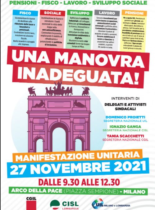 27 novembre 2021 - Manifestazione unitaria Milano